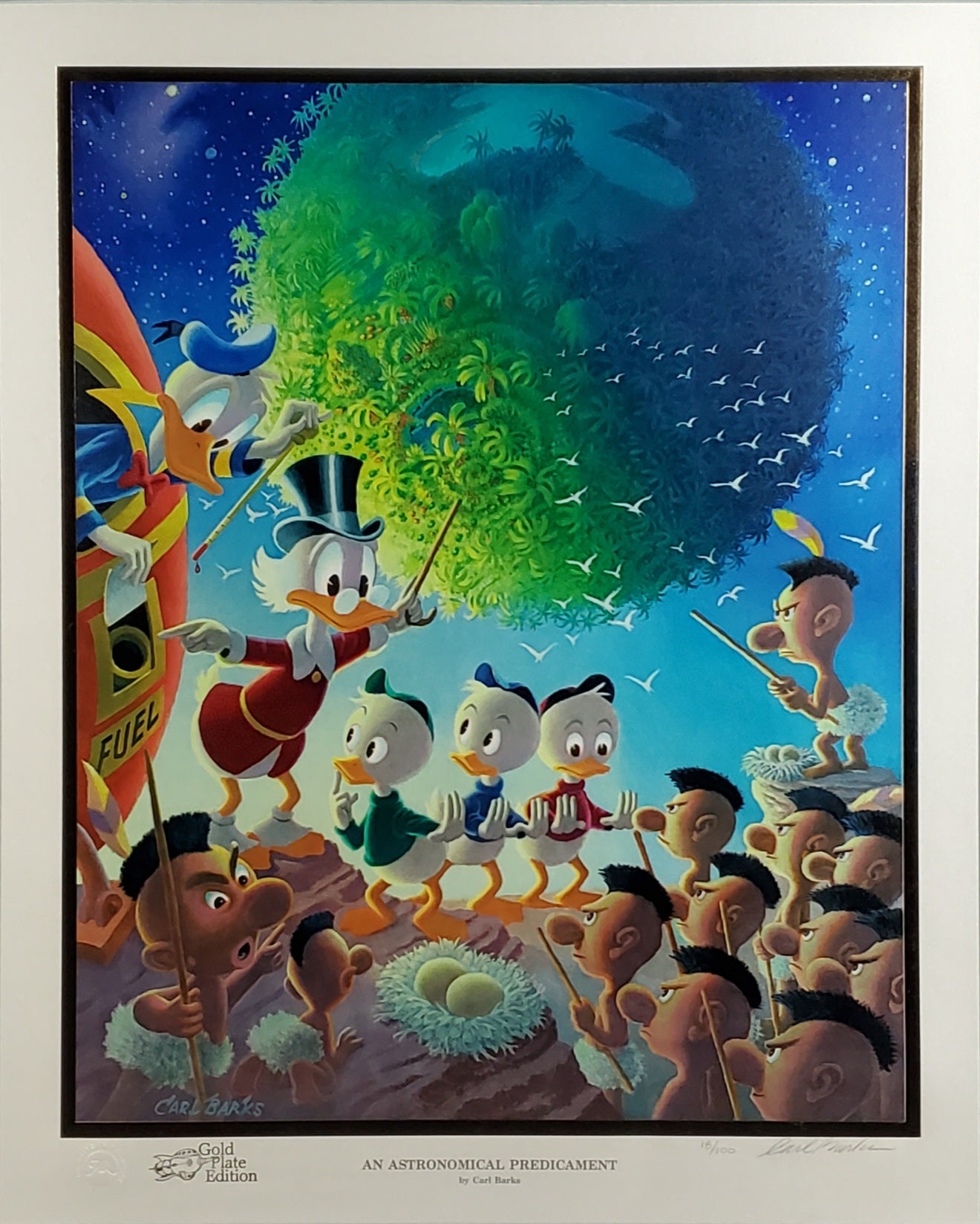 Donald Duck and Uncle Scrooge An Astronomical Predicament Carl Barks Signed Gold Plate Edition